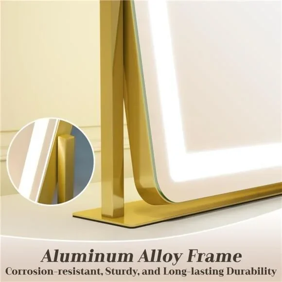 Gold Vanity Mirror Makeup Mirror with Lights, Large Lighted Vanity Mirror